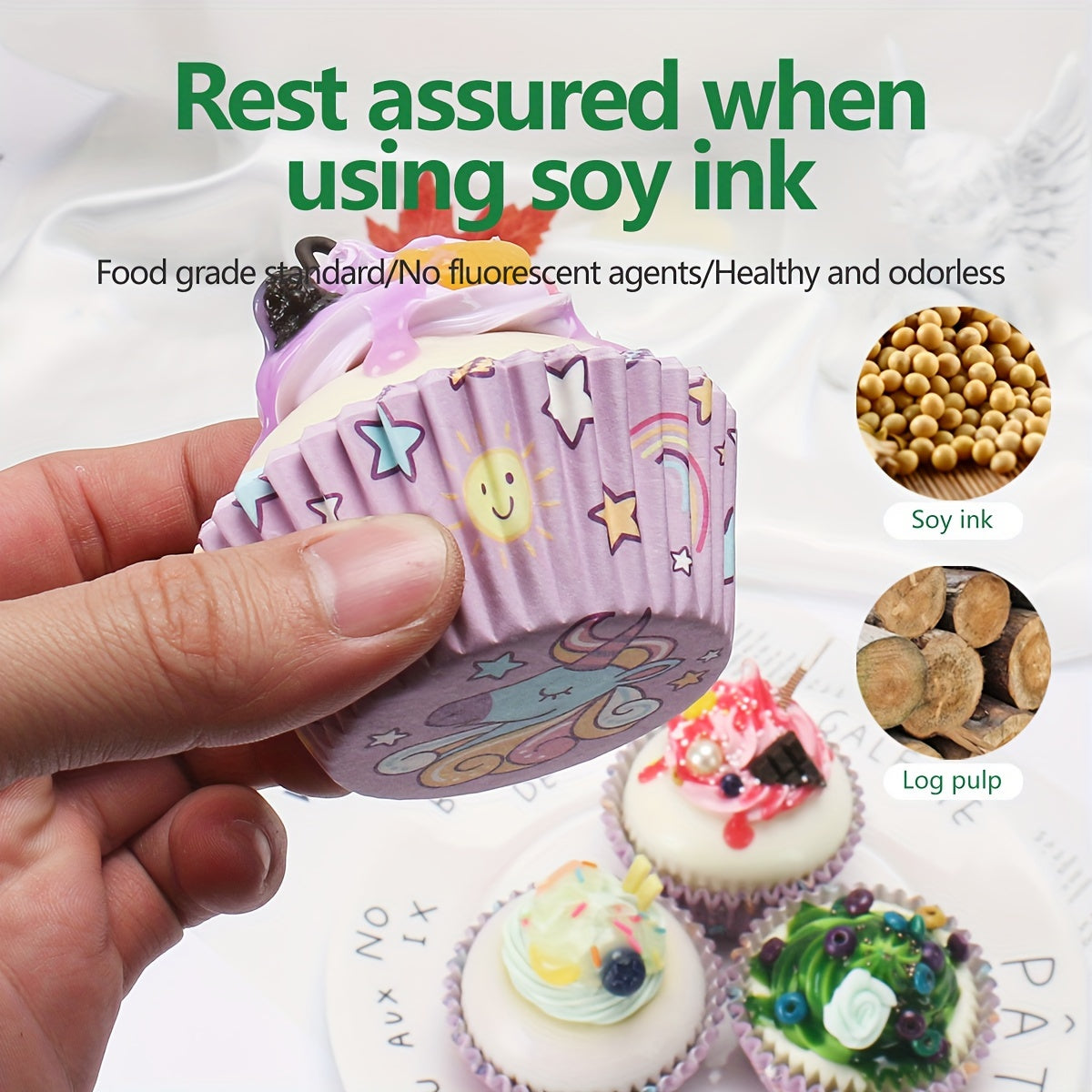 Pack of 100 Colorful Unicorn Pattern Muffin Cups Disposable Cupcake Liners Baking Molds