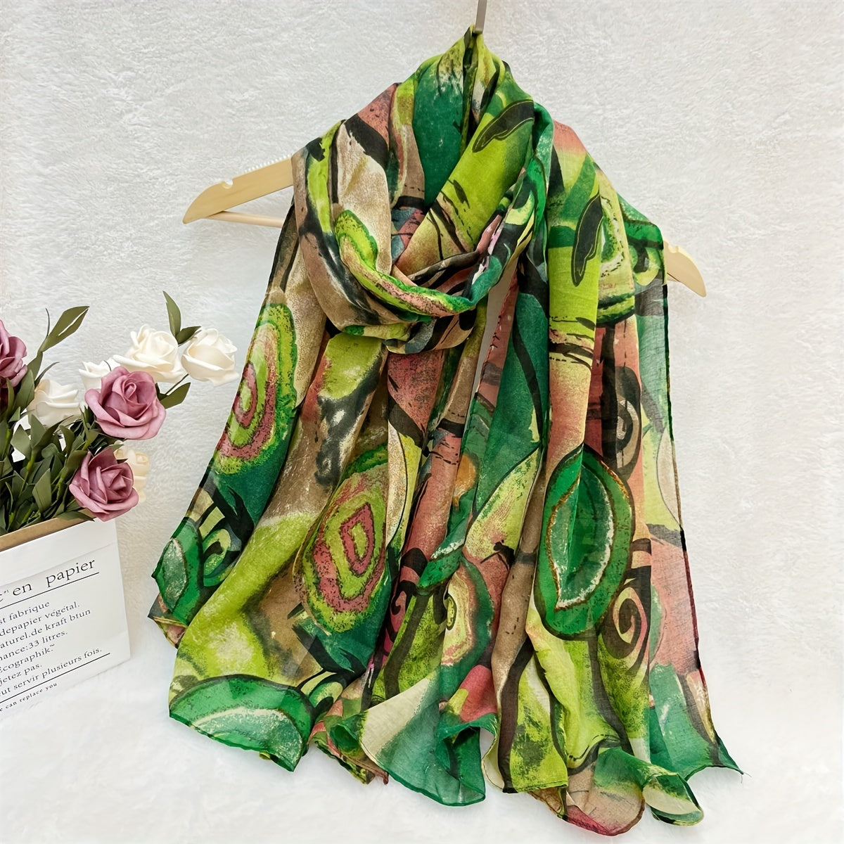 Boho Chic Colorful Circle Print Scarf Lightweight Sun-Protective Windproof Shawl for Women