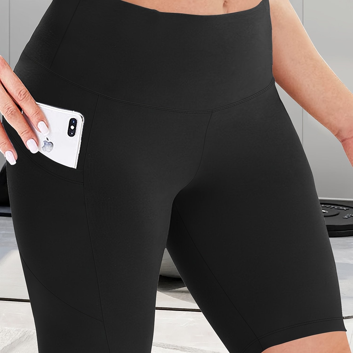 Women's High-Waist Shaping Shorts Black Tummy Control Mid-Thigh