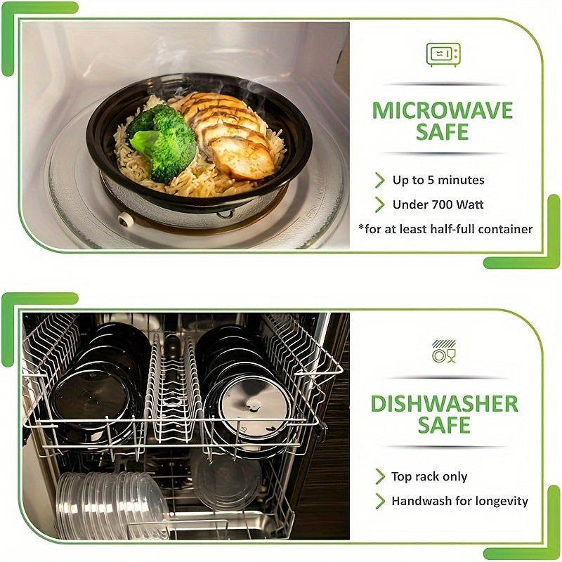 Set of 10 Meal Prep Containers 550ml Microwave Dishwasher Safe Plastic Bowls