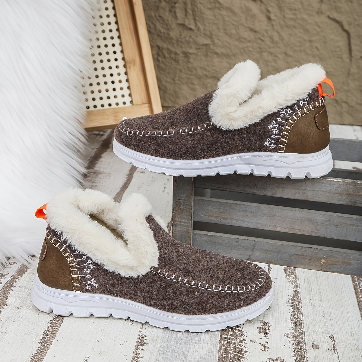 Women's Fleece-Lined Slip-On Casual Shoes Dark Blue Indoor Outdoor