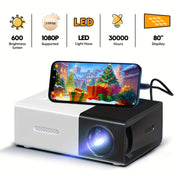 Proyector portátil para cine en casa con compartición de pantalla, compatible con smartphones, tablets, USB, tarjetas de almacenamiento AV