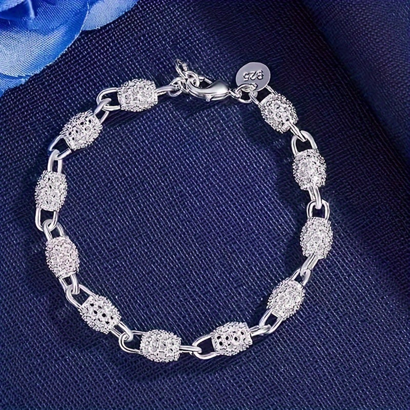 Pulsera de bolas de plata de ley para mujer, joyería, regalo