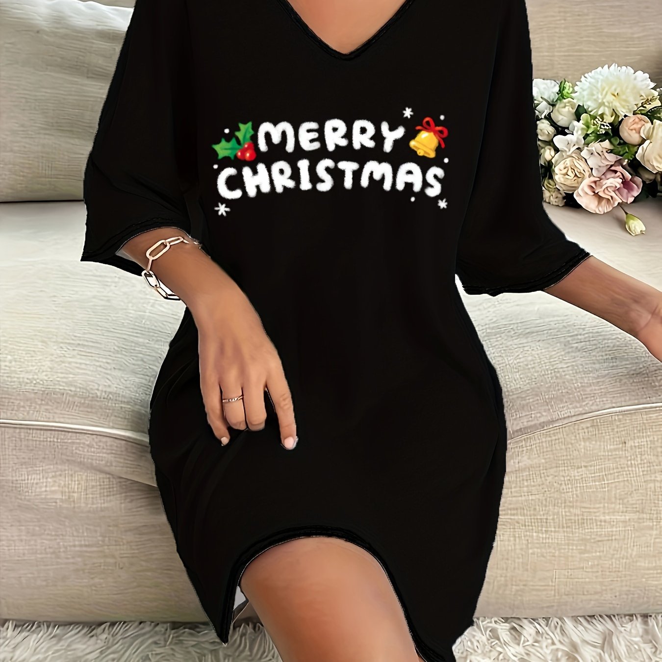 Yozuvli, yumshoq va qulay lounge ko'ylaklar, kuz va qish uchun mukammal.