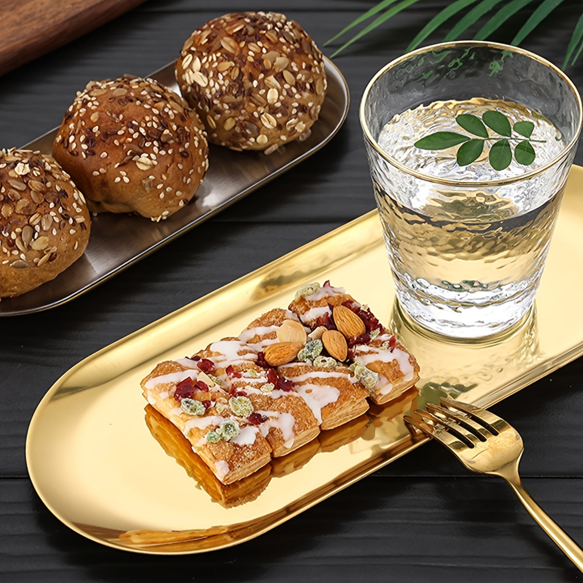 Овальная поднос из нержавеющей стали для завтрака, кухни, ресторана