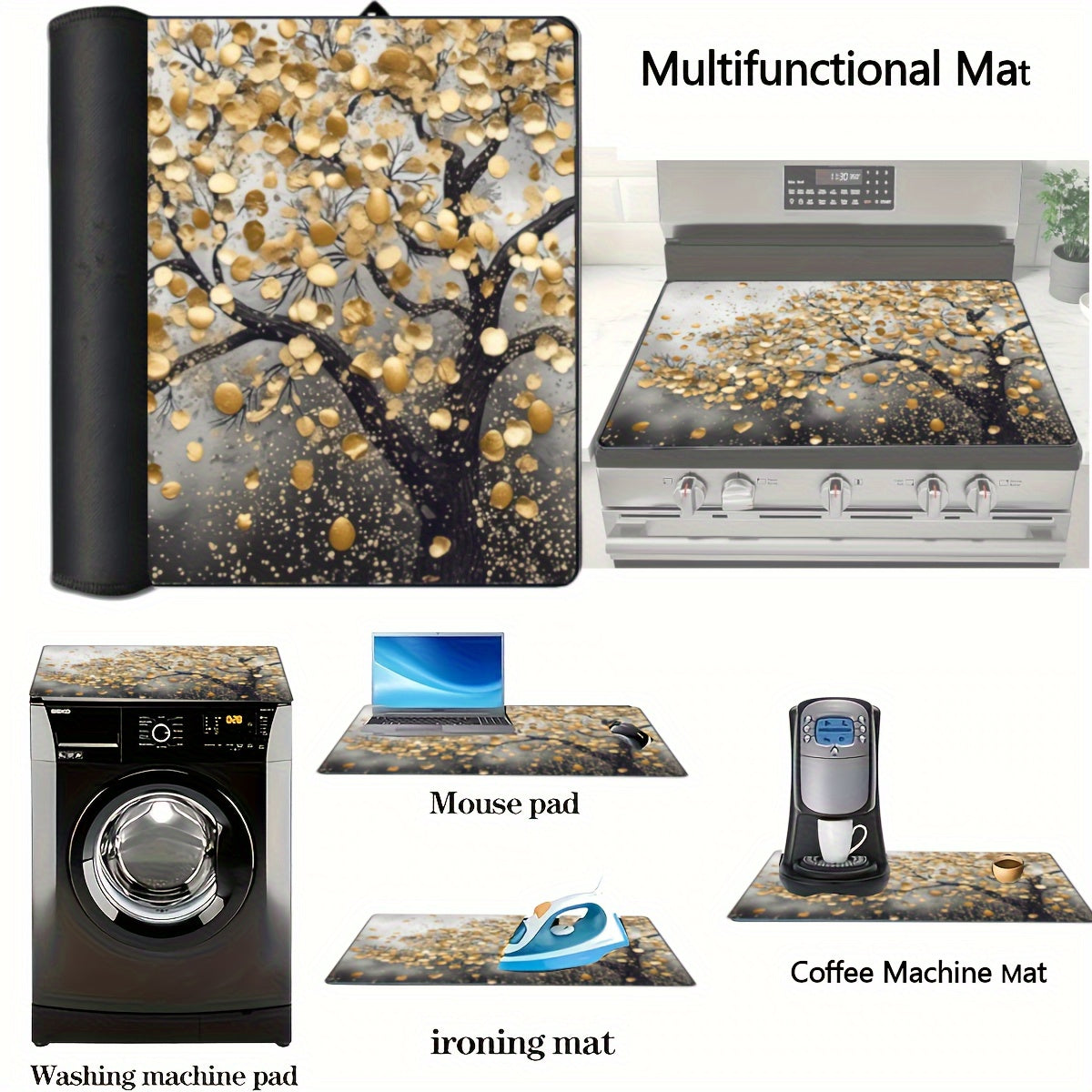 Large Natural Rubber Kitchen Appliance Mat for Electric Stove Top and Oven Protection 72x52cm