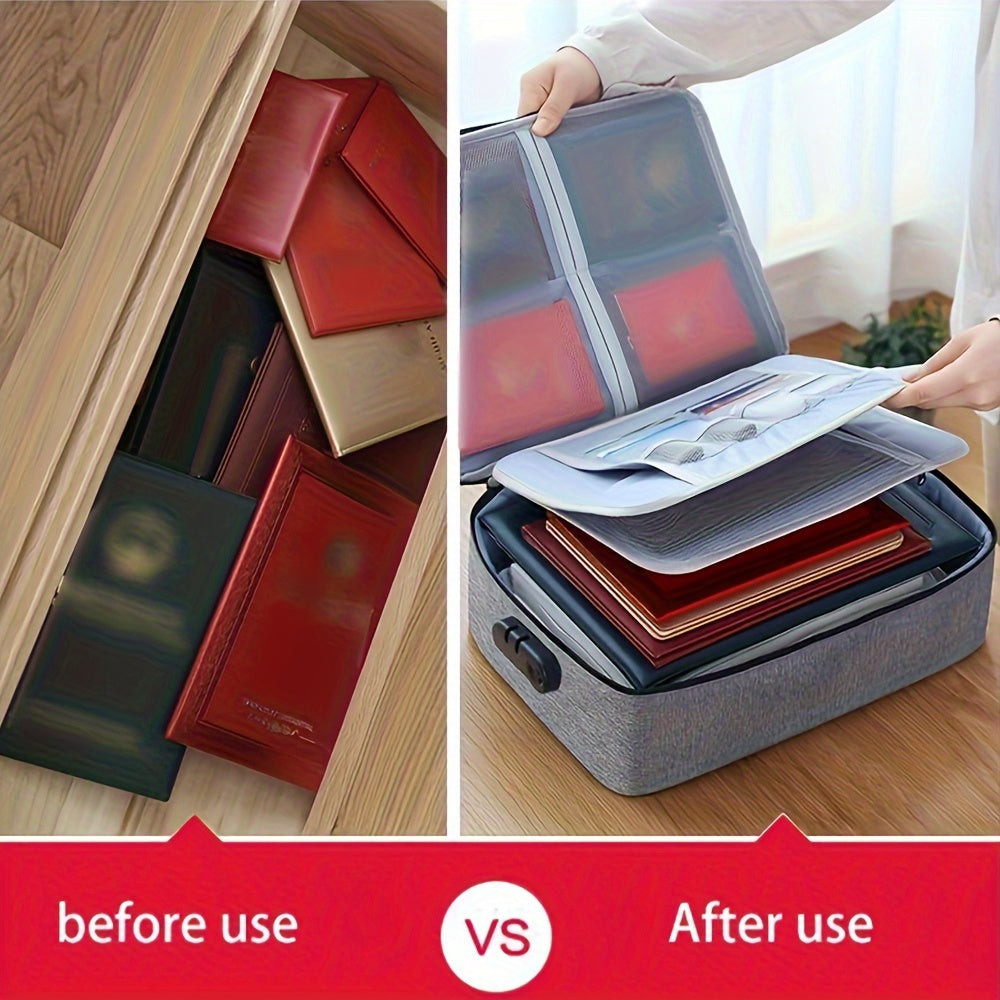 Fireproof Document Bag with Lock Water-Resistant Zipper for Laptop Files Certificates