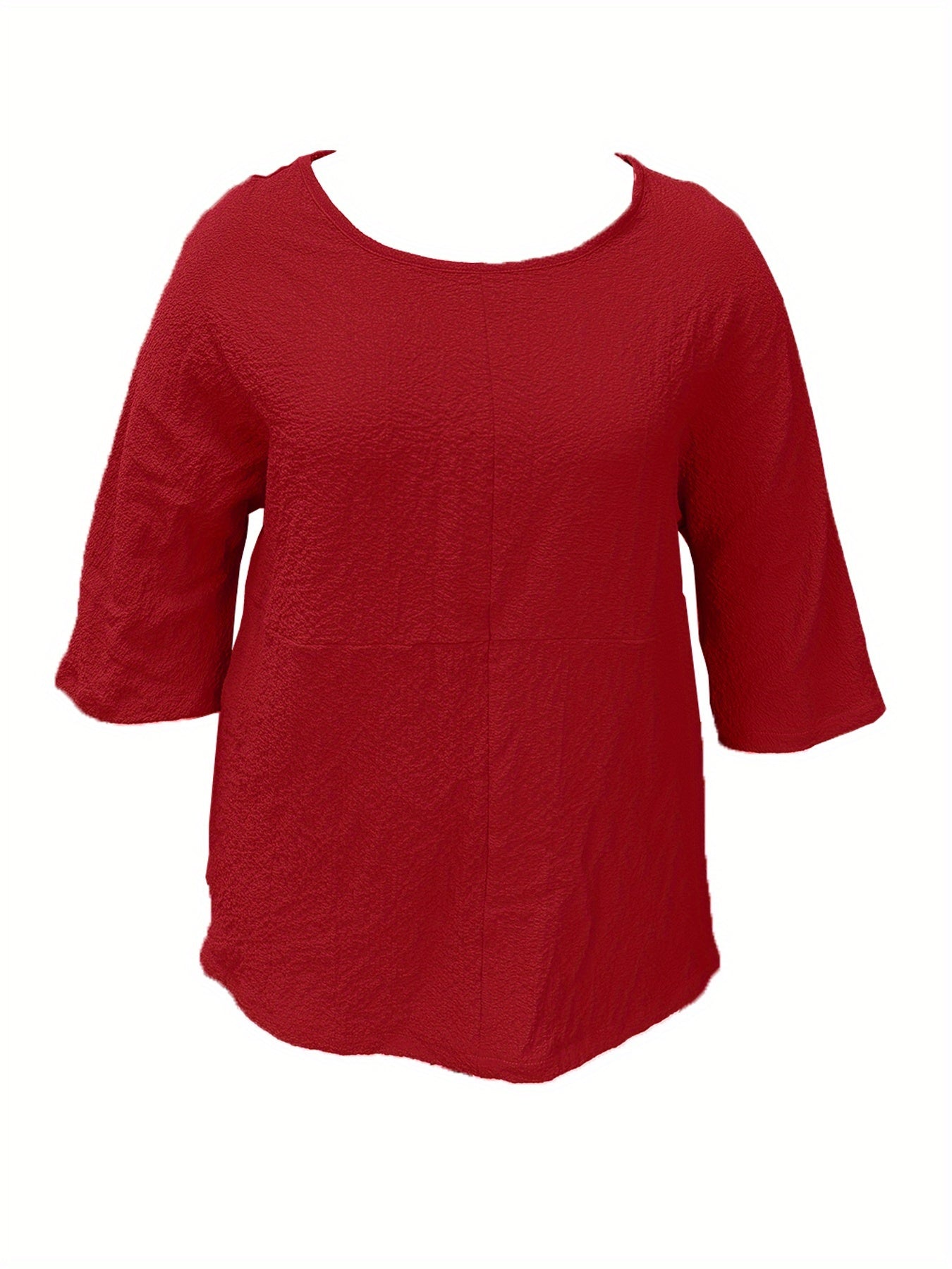 Plus o'lcham ayollar bluzasi, yengil, bir rangli, uzun yengli, bo'lakli ko'ylak