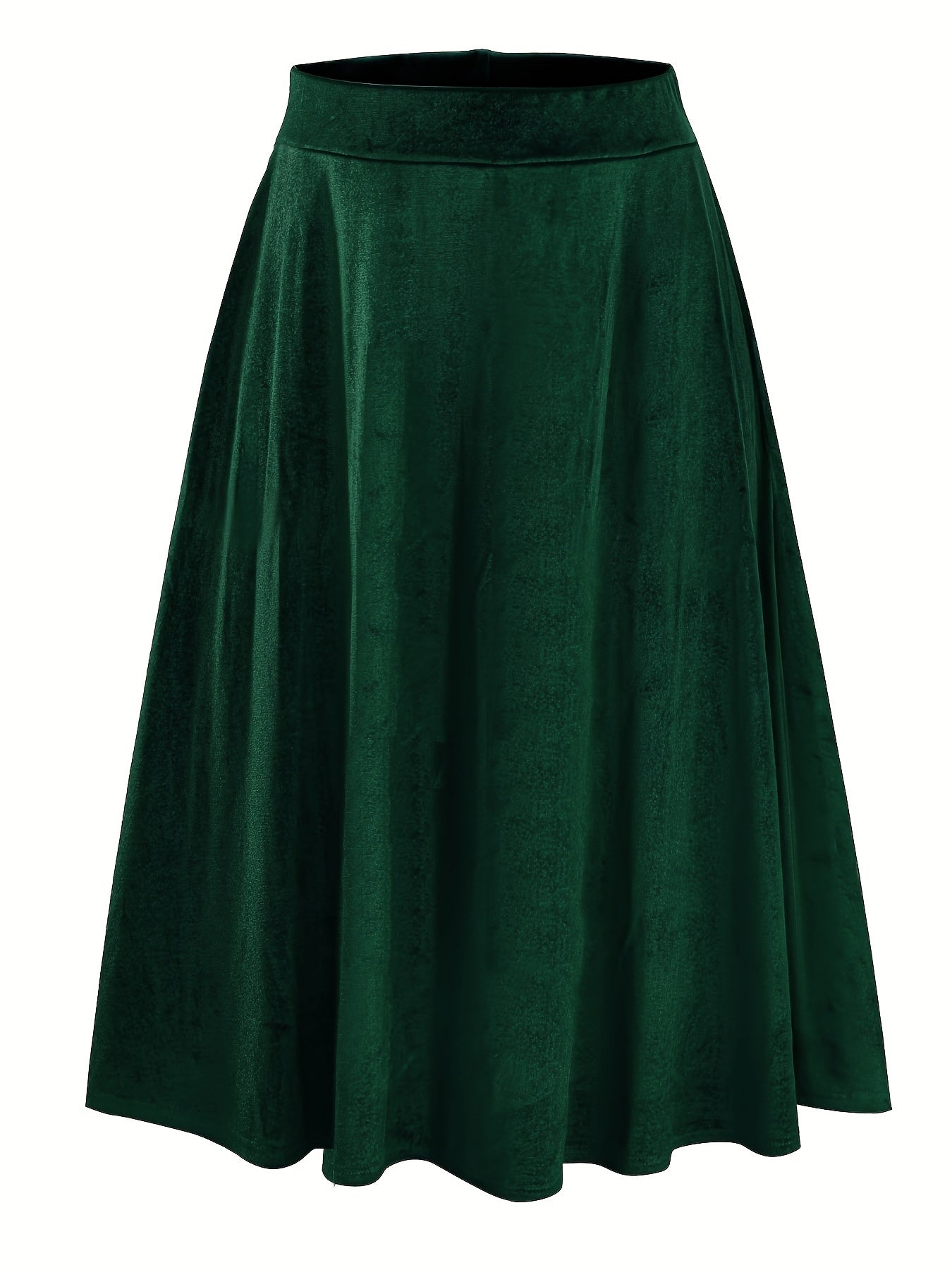 Women's Plus Size Velvet Swing Midi Skirt High Waist Spring Summer