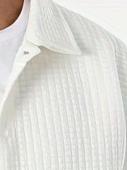 Men's Casual Long Sleeve Shirt and Pants Set Solid Color Fall Winter Polyester Blend