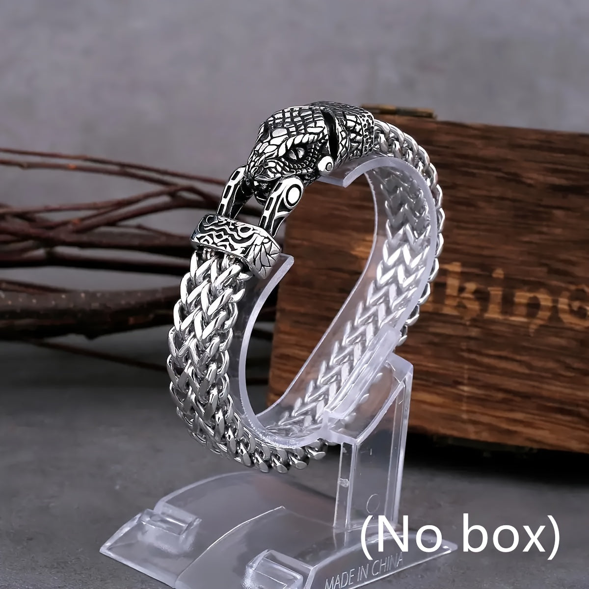 Stainless Steel Snake Head Bracelet for Men Punk Rock Jewelry Durable Gift