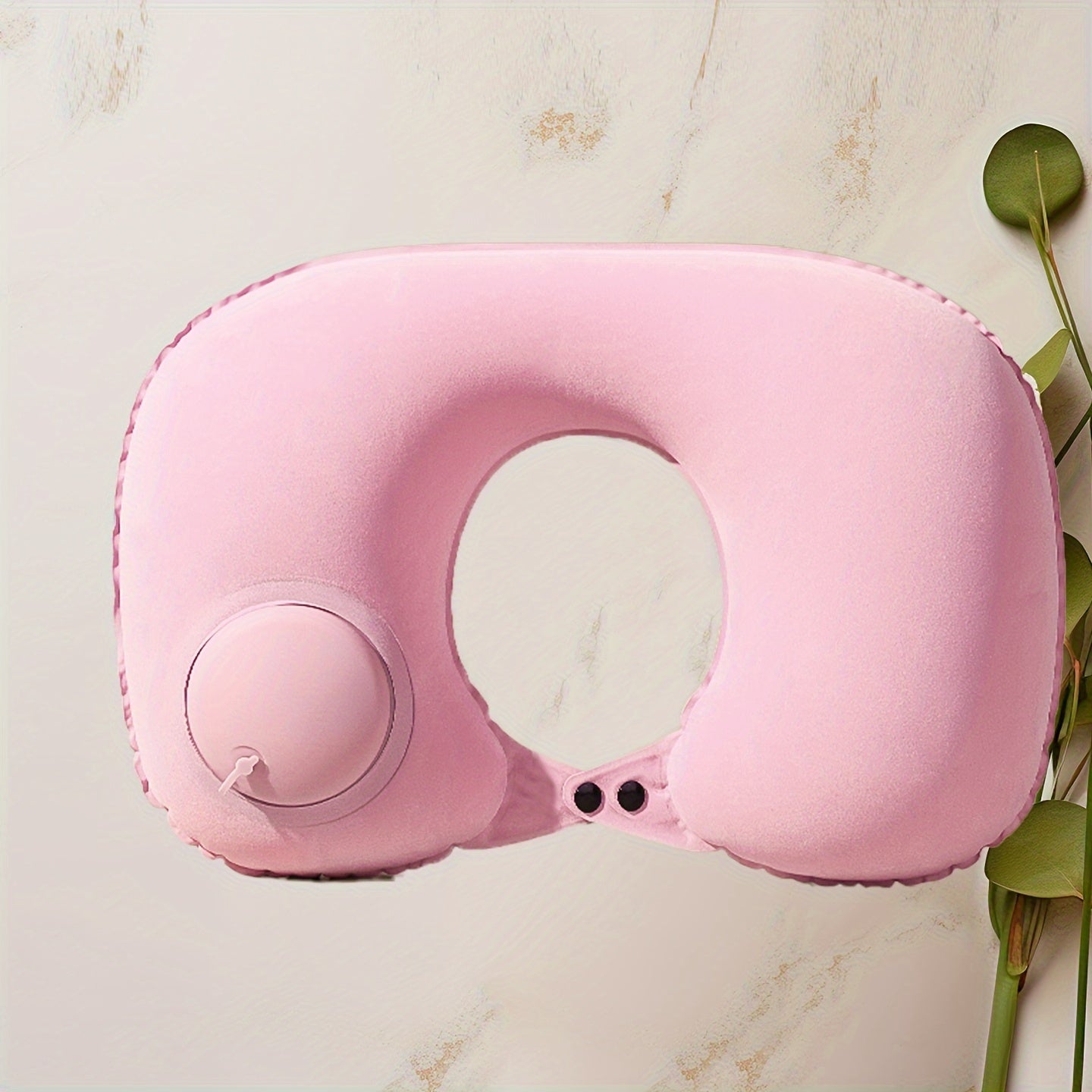 Grey Travel Inflatable U-Shaped Neck Pillow with Adjustable Air Pressure for Travel and Car