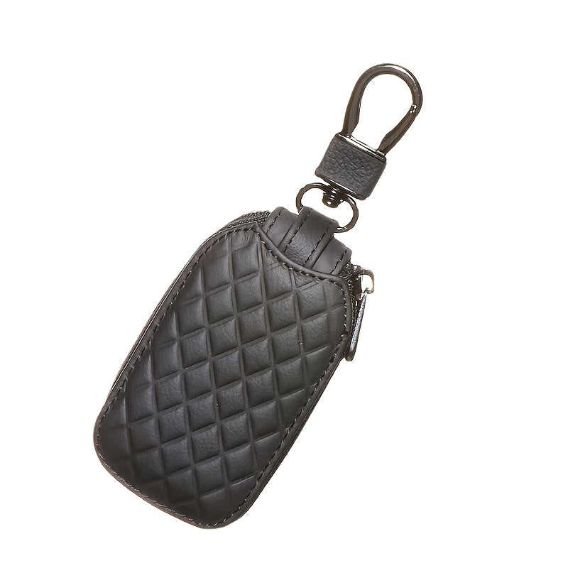 Universal Faux Leather Key Fob Cover with Embossed Diamond Pattern for Car Remote