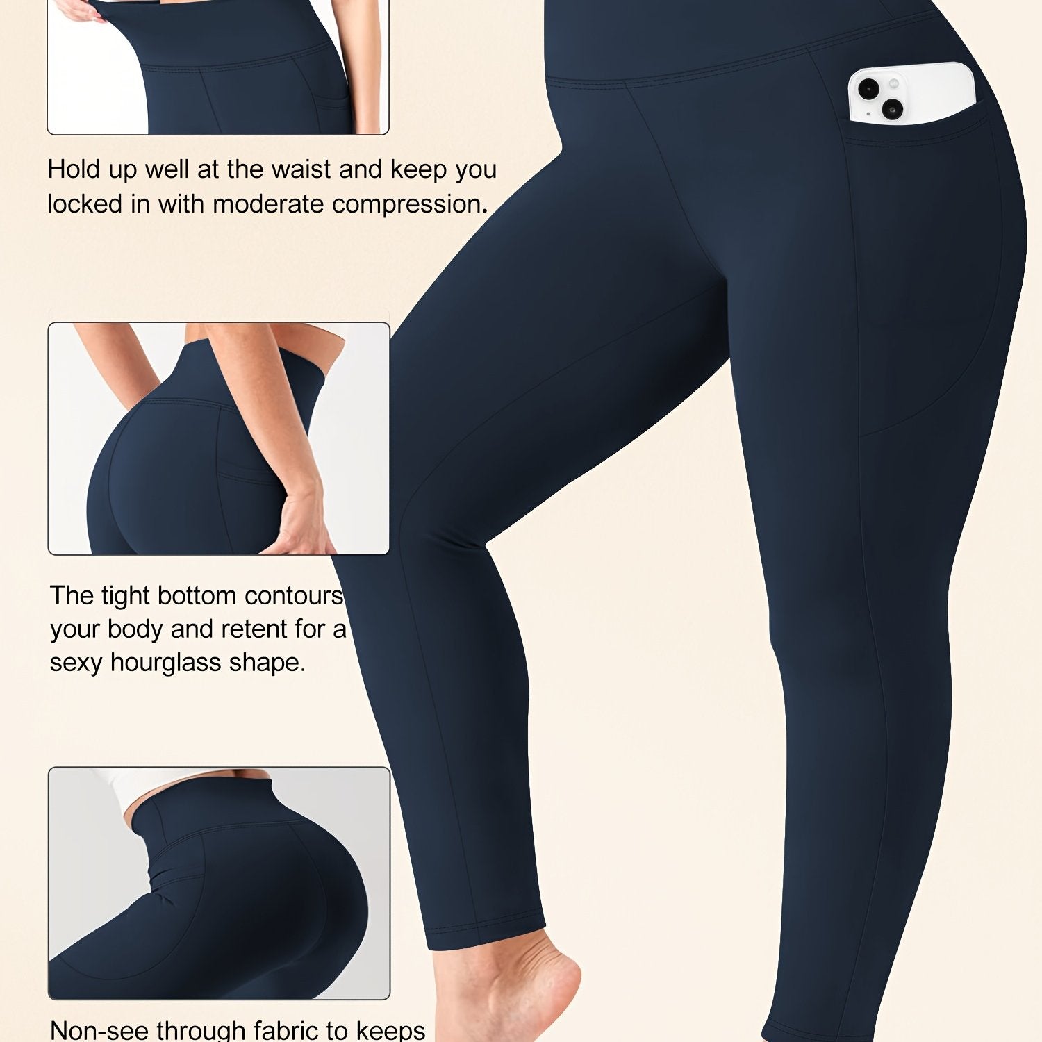 Women's High Waist Tummy Control Yoga Leggings with Pockets Red