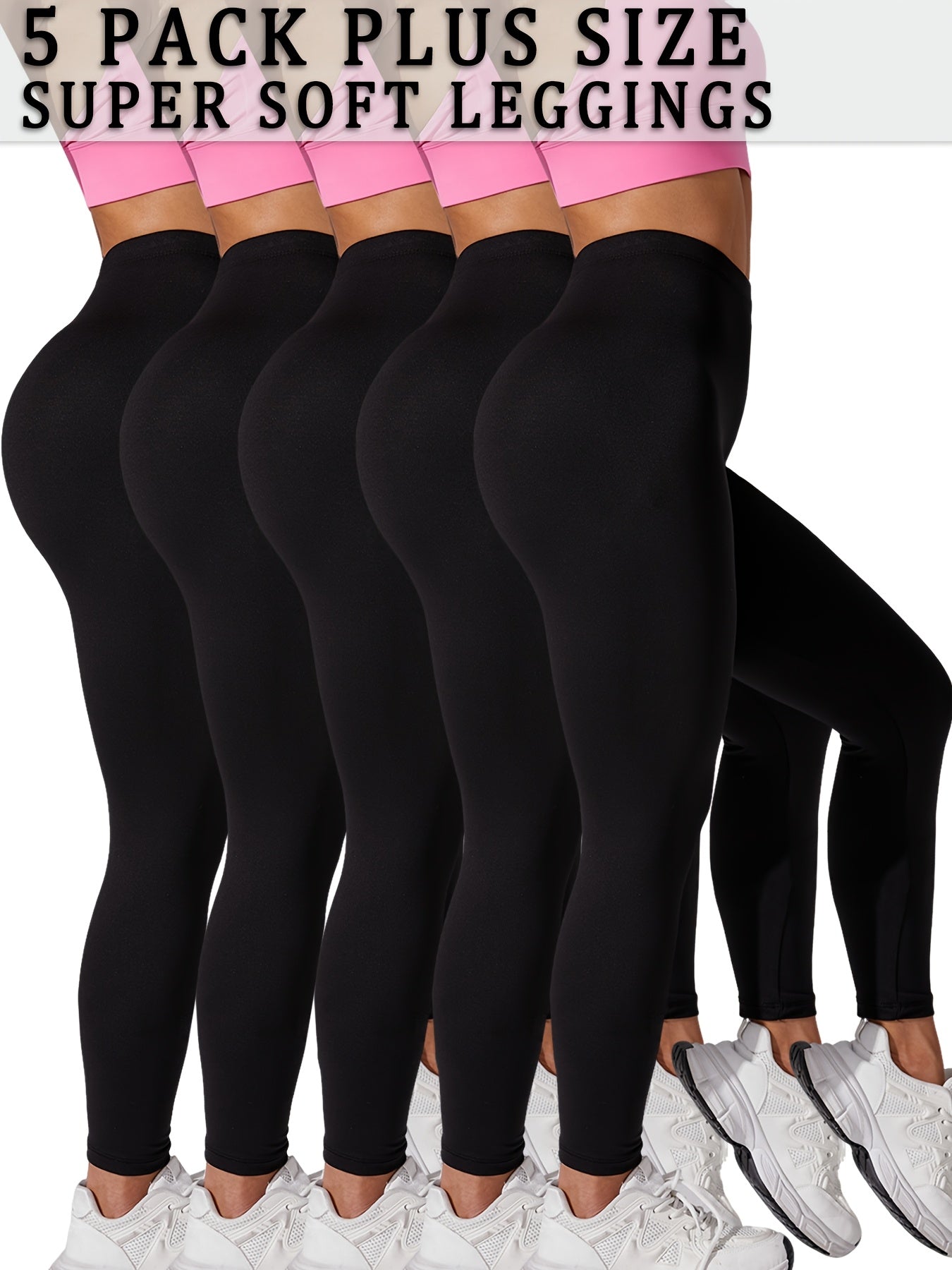 Plus Size Women's High-Elasticity Non-See-Through Workout Leggings for Yoga and Running in Multiple Colors