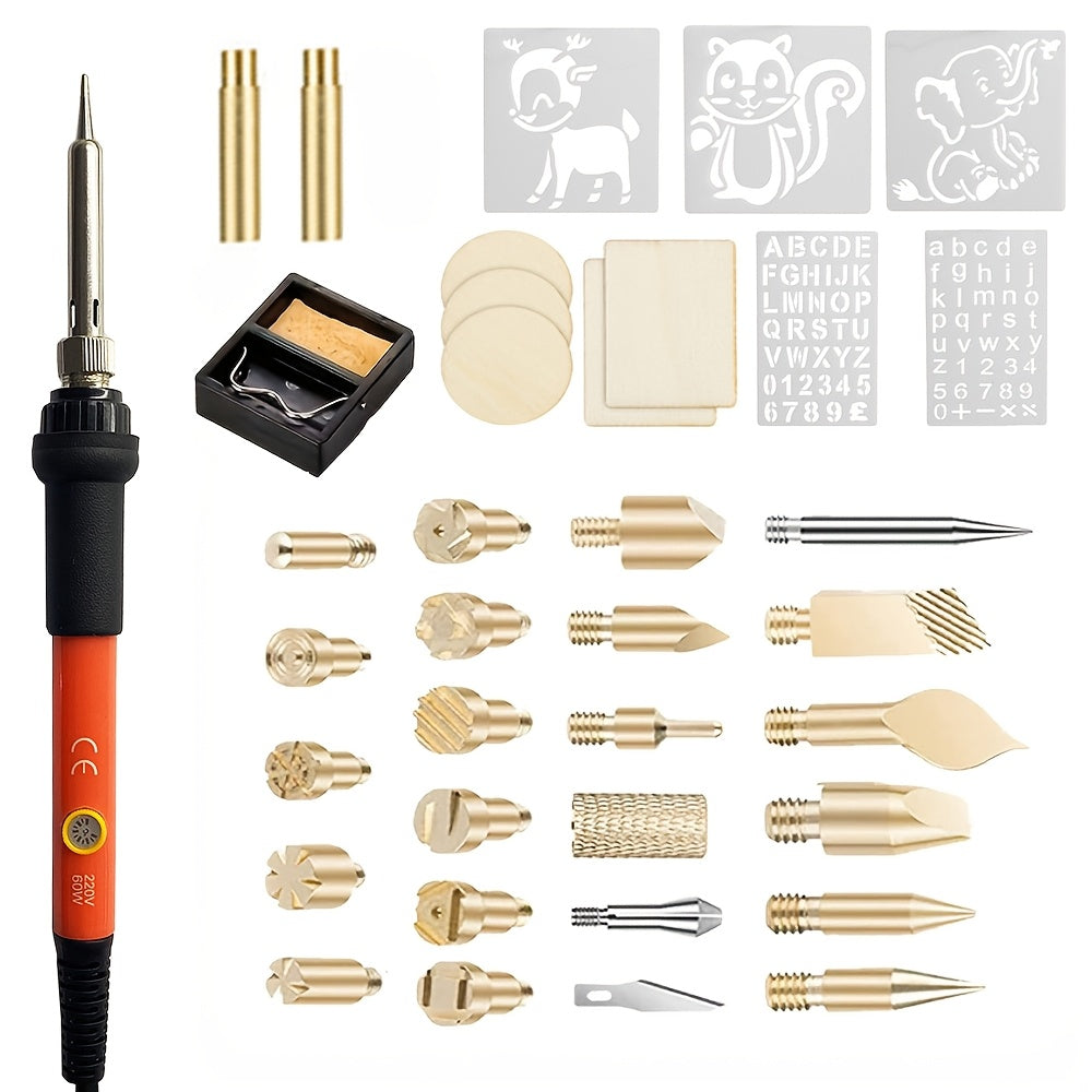 37-Piece Wood Burning Tool Kit for Beginners and Professionals with Adjustable Temperature and Metal Material