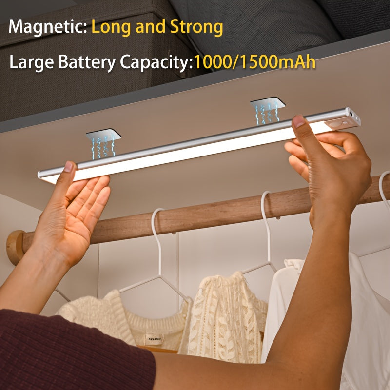 LED Motion Sensor Light for Cabinets Under Counter Closet Wardrobe with Rechargeable Battery