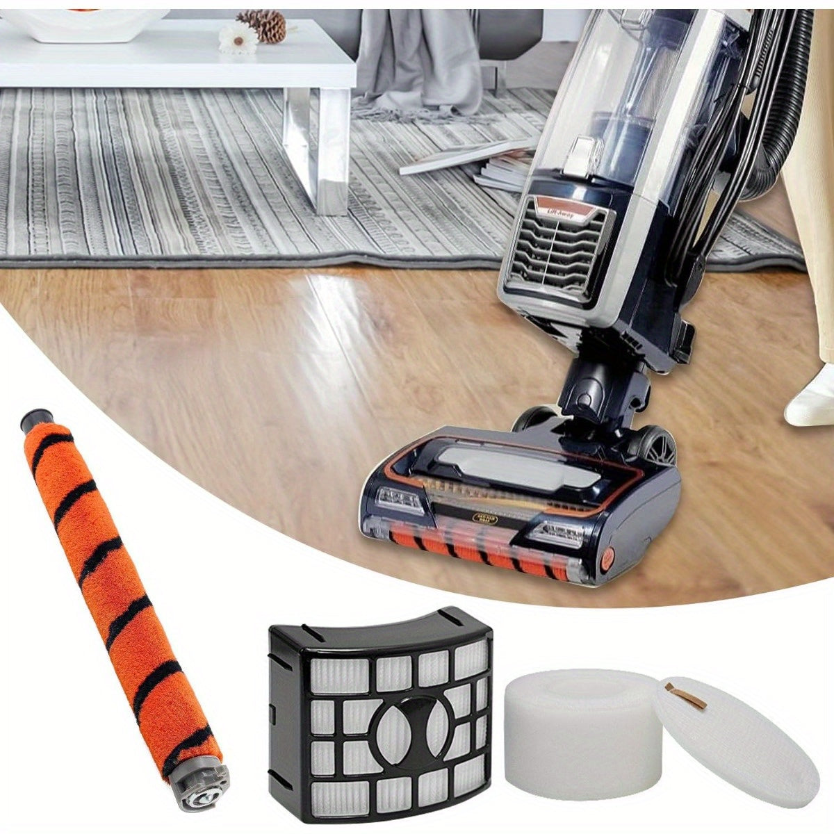 Shark NZ801UK changyutgichi uchun almashtirish qismlari, jumladan asosiy rolik cho'tkasi, yuqori samarali filtr va ko'pik filtrlar.