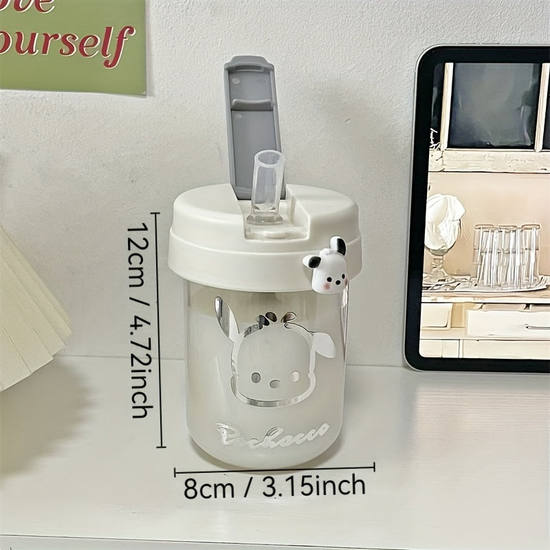 Mini Portable Water Bottle with Straw Oval Shape for Travel PVC Free