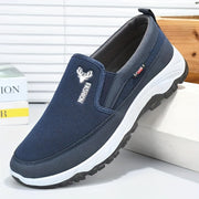 Men's Canvas Slip-On Sneakers Black Gray Blue Casual Breathable Soft Sole Durable PVC