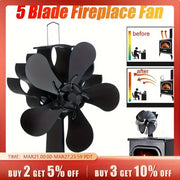 5-Blade Wooden Stove Fan for Log Burners Quiet Air Circulation Home Use