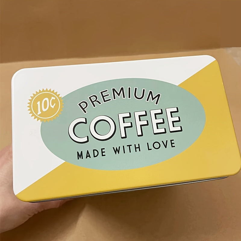 Vintage Amerika uslubidagi metall qahva konserva dispenseri, yon ochilishi va to'rtburchakli ish stoli saqlash qutisi, uy va ofisda foydalanish uchun.