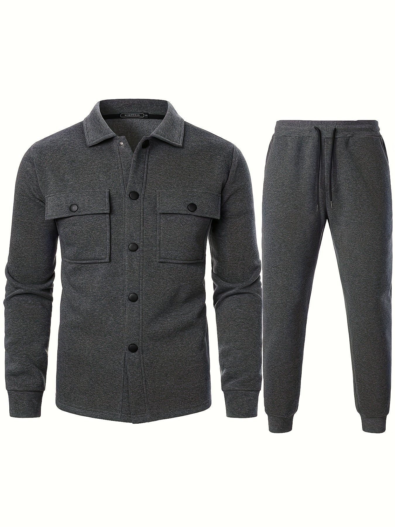 Men's Casual Fleece Jacket Made of 100% Polyester Knit Fabric with Lapel Collar and Pockets