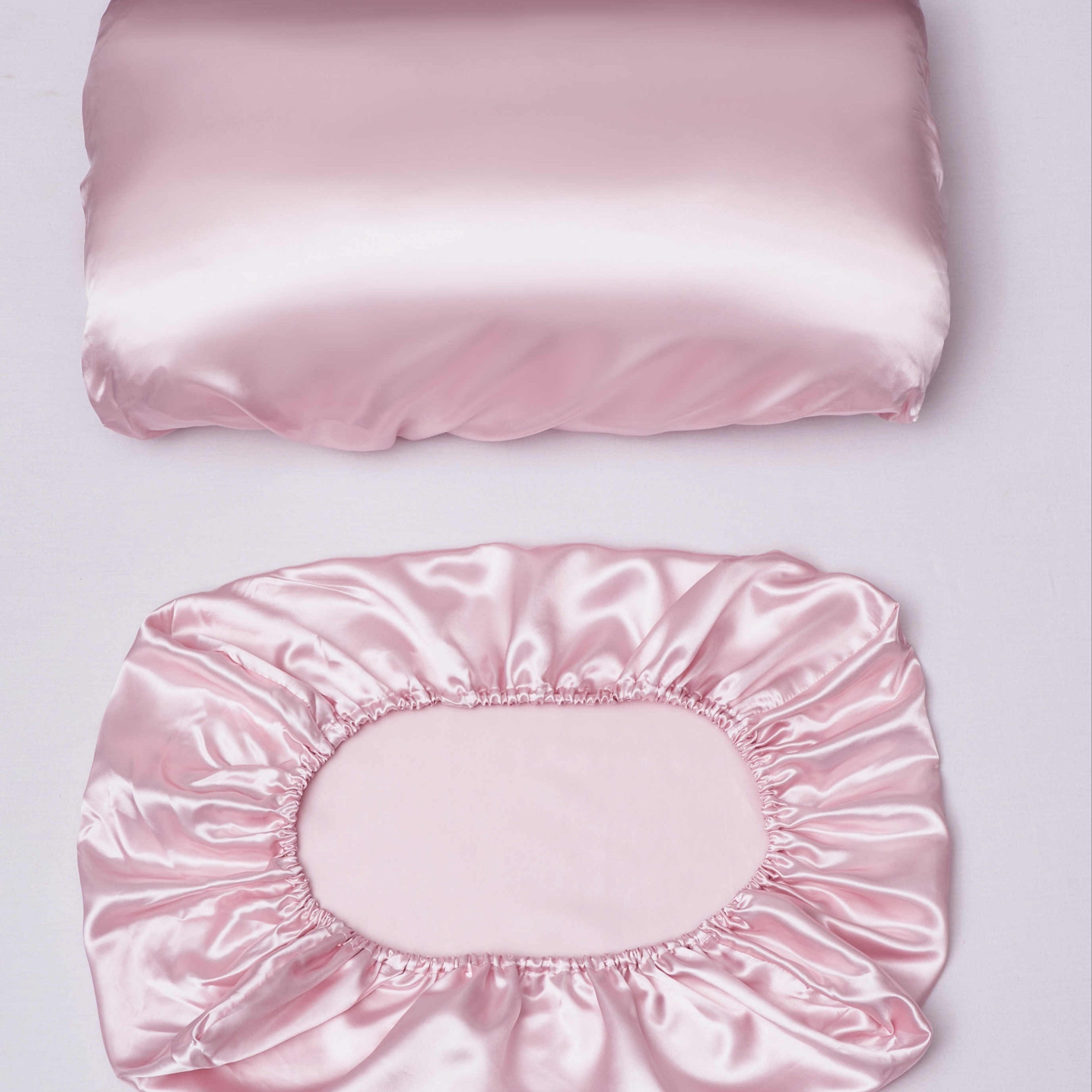 Satin Pillowcases Set of 2 with Elastic Bands, Soft Non-Slip Fabric for Bedroom
