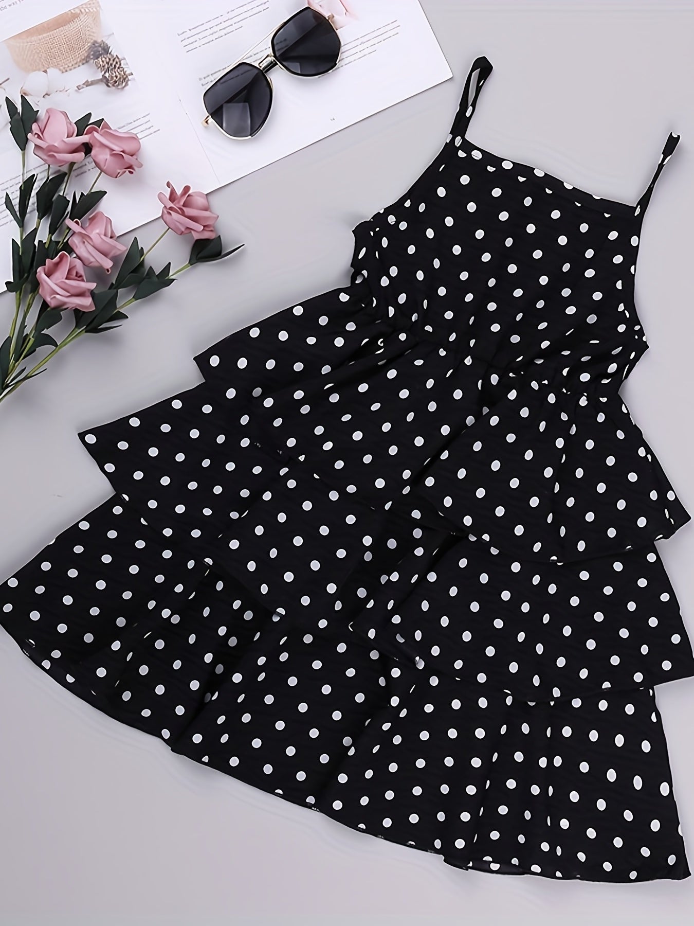 Girls' Summer Polka Dot Skirt and T-Shirt Set for Girls Aged 13 Plus