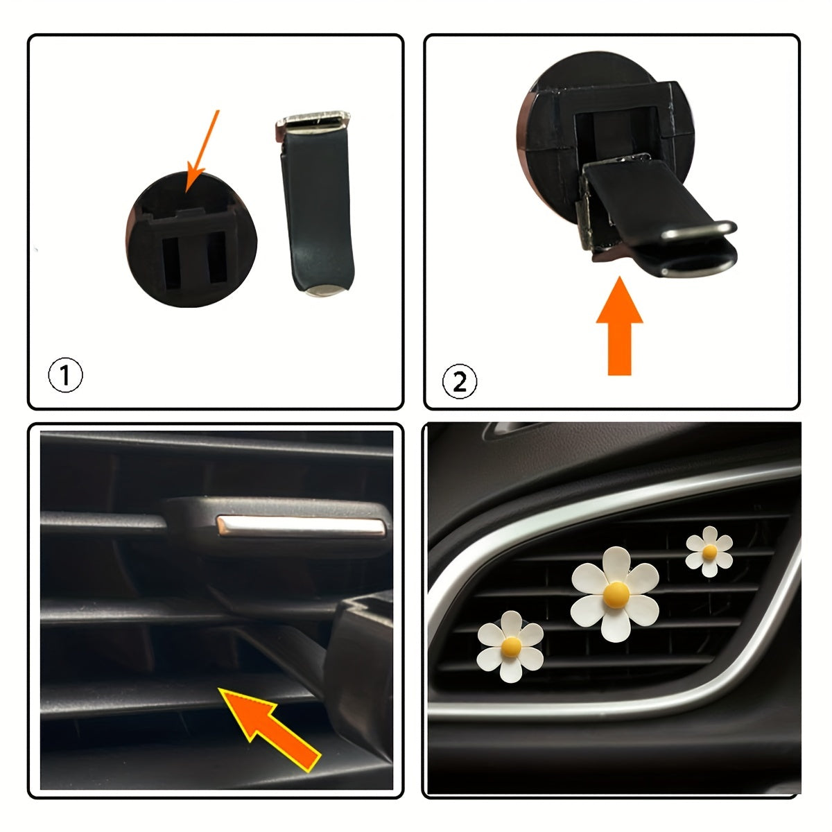 3pcs Daisy Car Vent Clips Aromatherapy Diffuser Decorative Air Freshener
