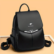 Women's Faux Leather Backpack Casual Daypack Waterproof with Pockets Black