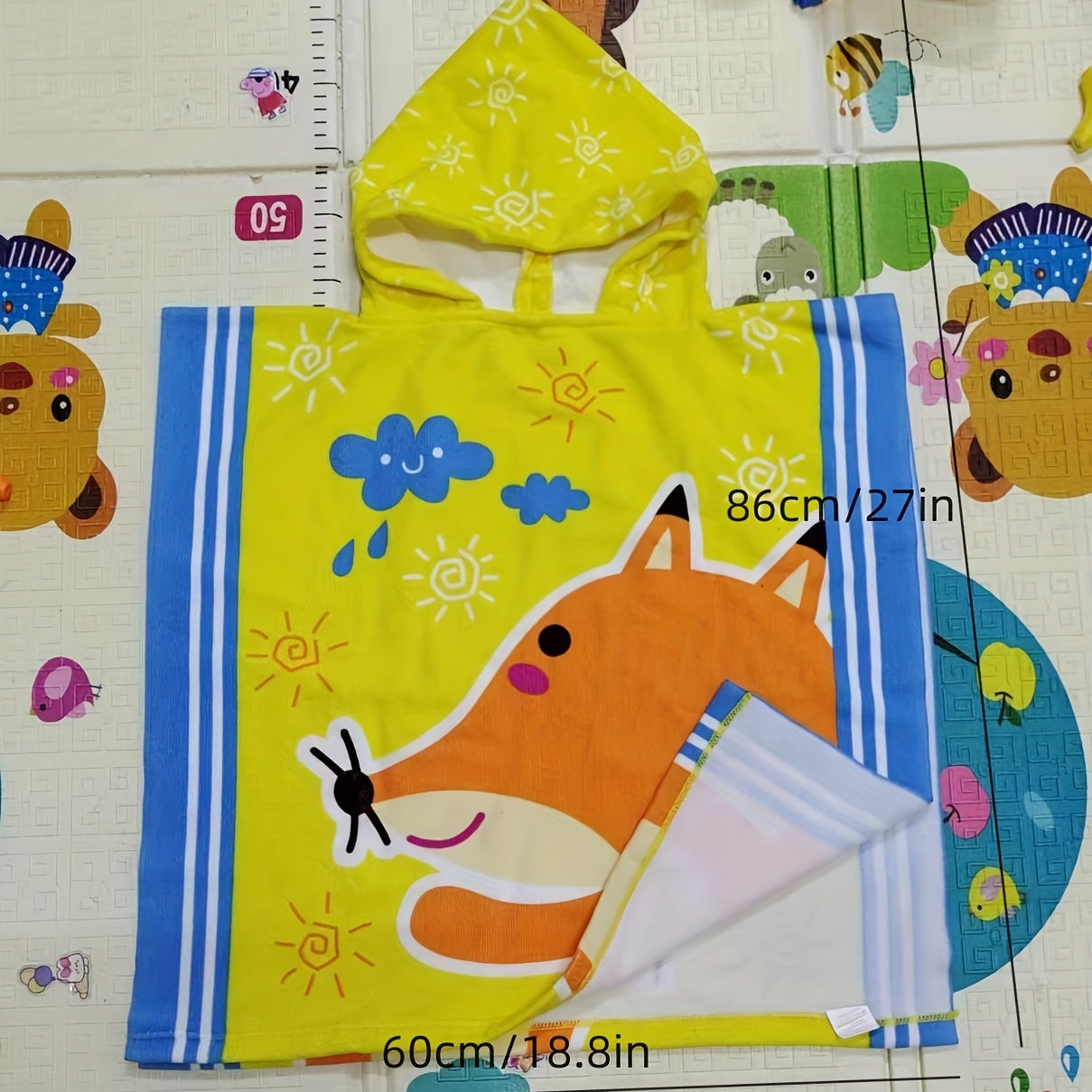 Kids Hooded Bath Towel with Fun Designs, Soft Cotton, Ideal for Kids