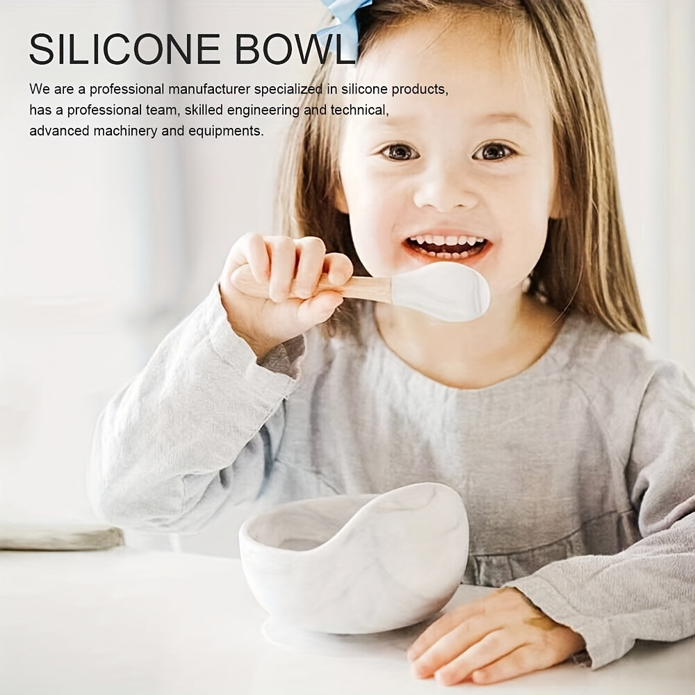 Baby Feeding Set with Silicone Bowl and Spoon for Toddlers Non-Slip Suction Cup Gift