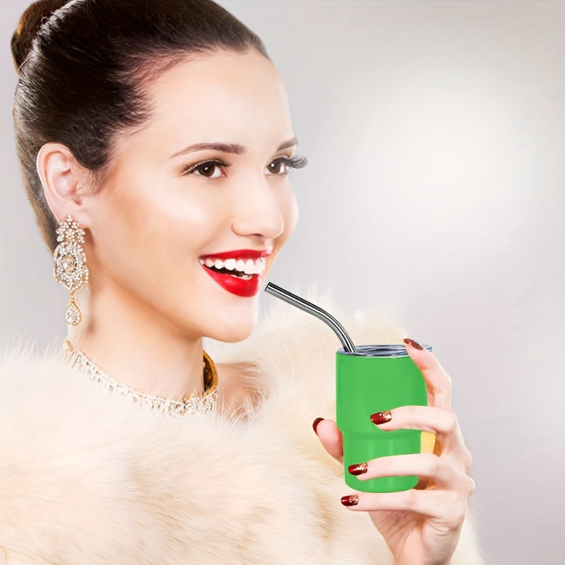 Набор из 6 мини бокалов для вина из нержавеющей стали, вакуумные стаканы с соломинкой и крышкой, идеальный подарок для использования в пути.