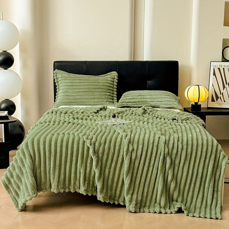 Soft Cozy Ribbed Blanket for Sofa Bed Pet Use, Skin-Friendly