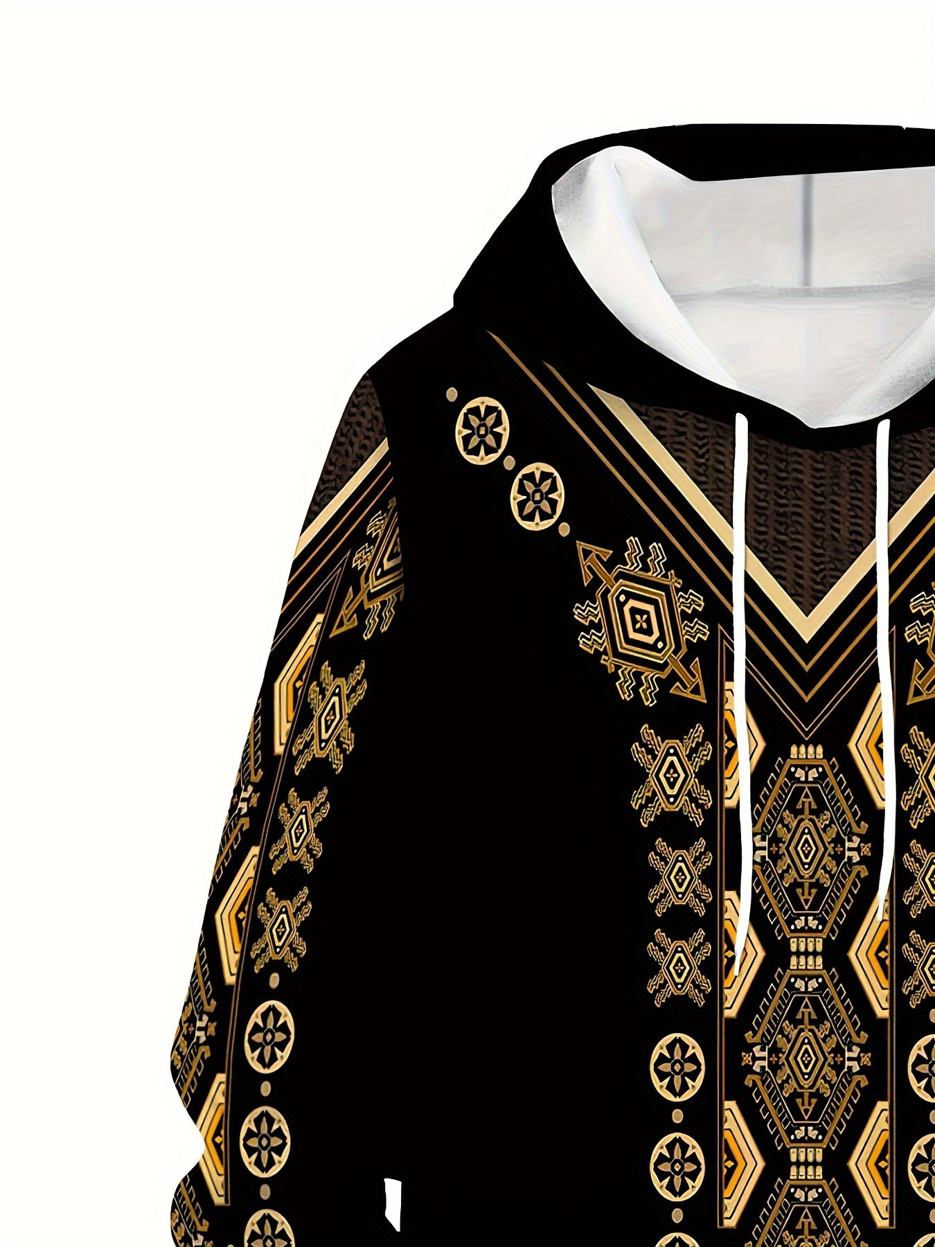 Men's Plus Size Sports Set Hoodie and Pants with Geometric Print Polyester Knit