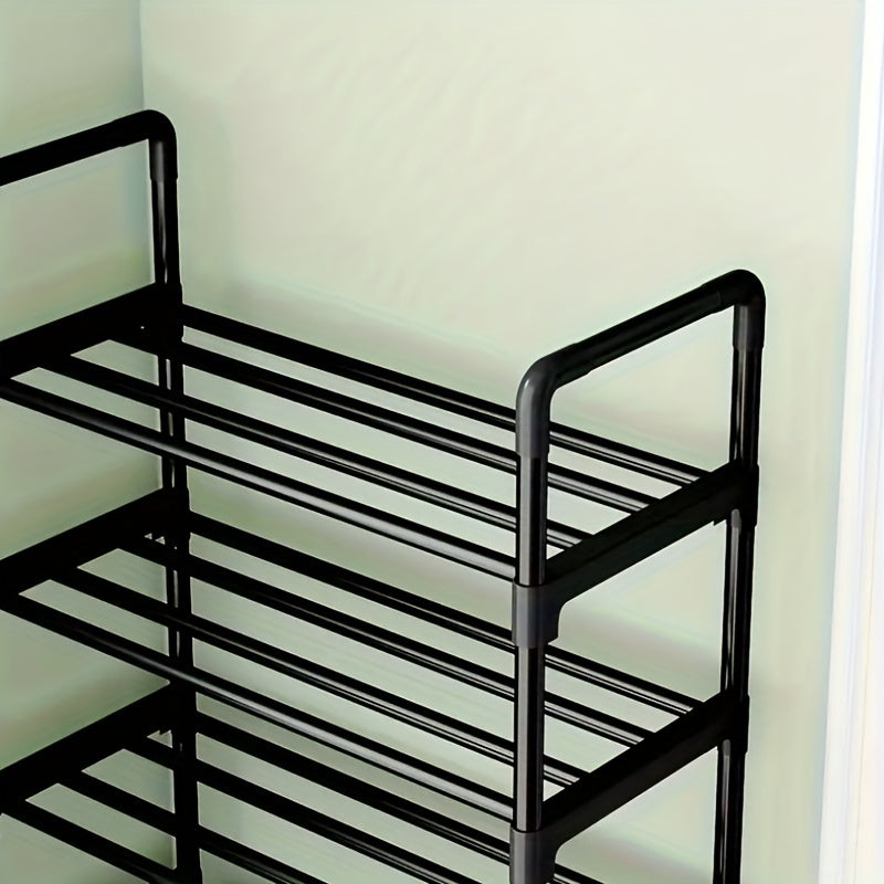 Large Black Multi-Layer Metal Shoe Rack for Entryway and Closet Storage