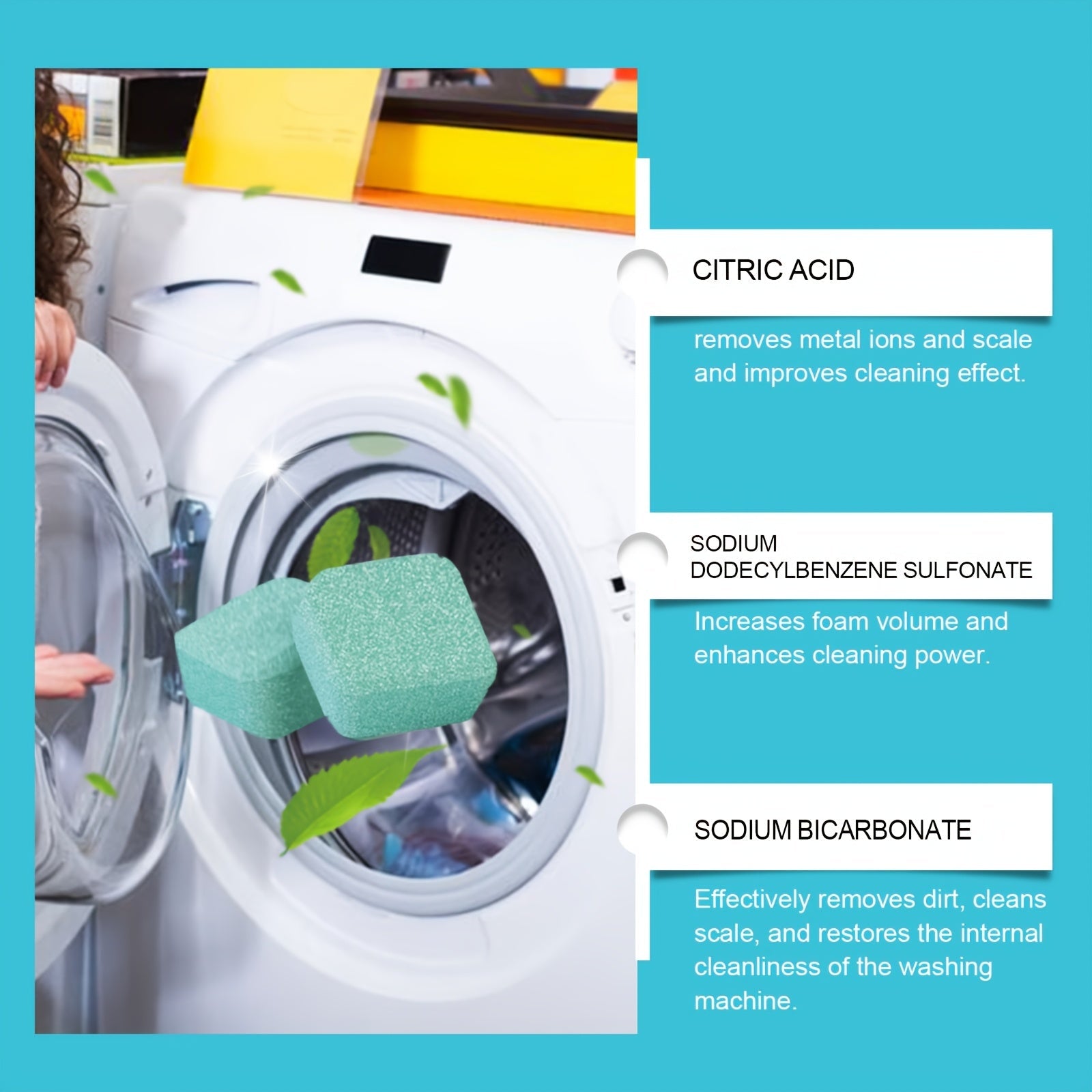 Washing Machine Cleaning Tablets for Gutters Drums and Stains, 10 Pack