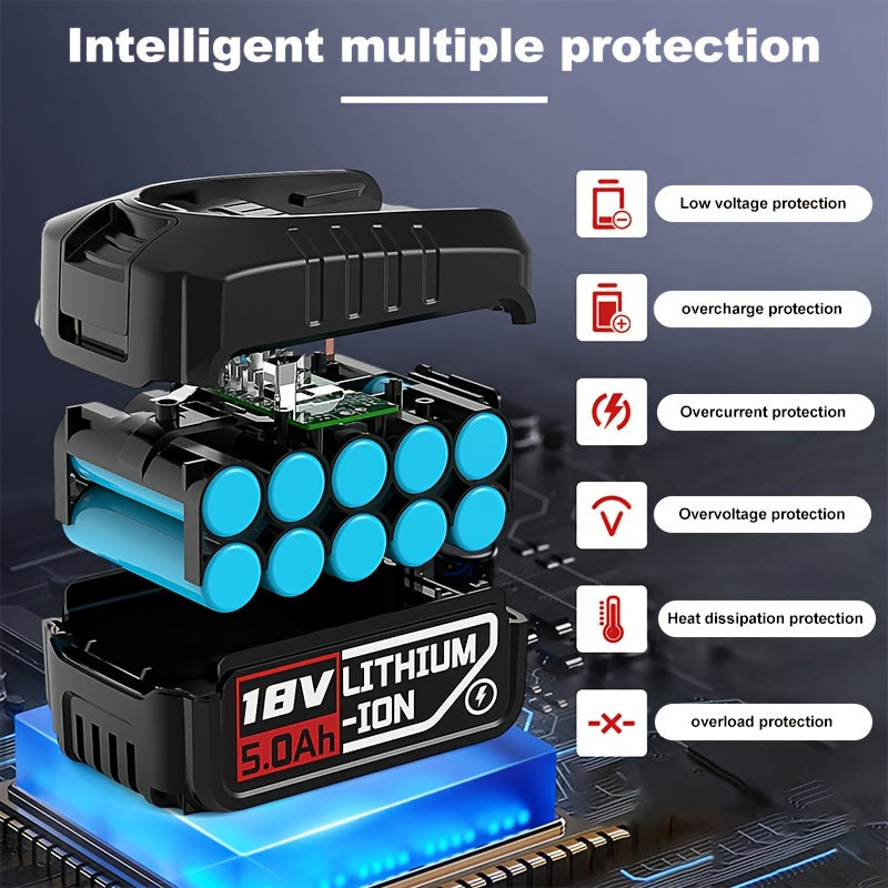 18V 5.0Ah Lithium-Ion Rechargeable Battery for Power Tools Compatible with Bosch and Gardena