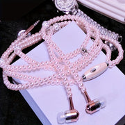 Wired Earphones with Microphone for iPhone and Android Pearl Metal Earbuds Open-Back Lightweight Retractable Cable