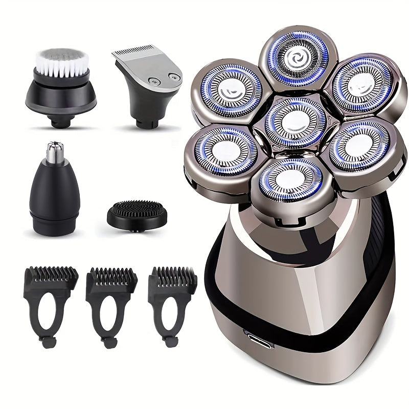 Беспроводной аккумуляторный триммер для головы с роторными лезвиями для влажного и сухого бритья