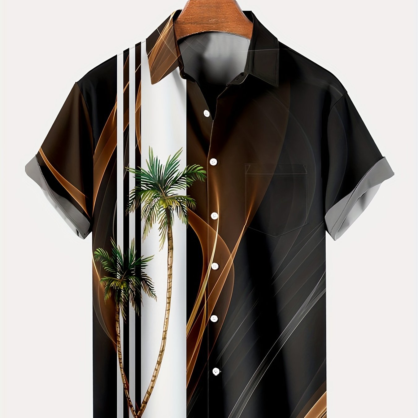 Camisa de vacaciones hawaiana para hombre con diseño de gradiente de palmeras de coco, talla grande