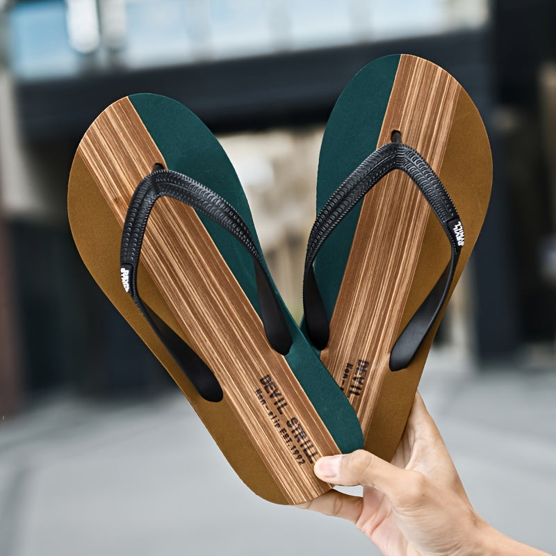 Men's Casual Outdoor Slippers with Rubber Sole Anti-Slip Odorless Sweat-Absorbing EVA Beach Shoes