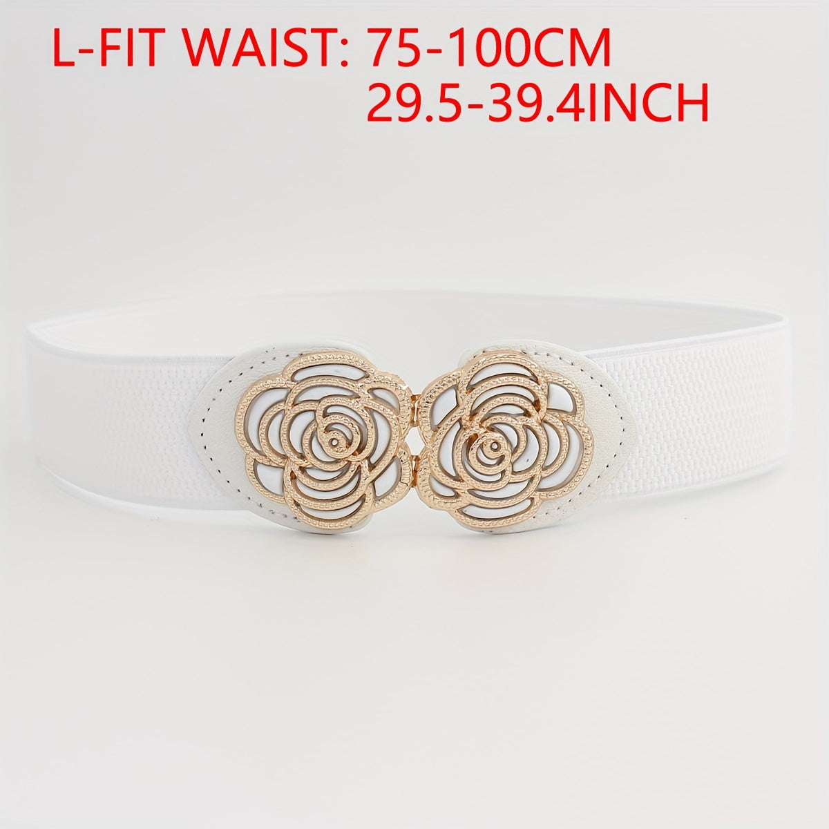 Women's Metal Leaf Buckle Wide Vintage Stretch Waist Belt for Dresses