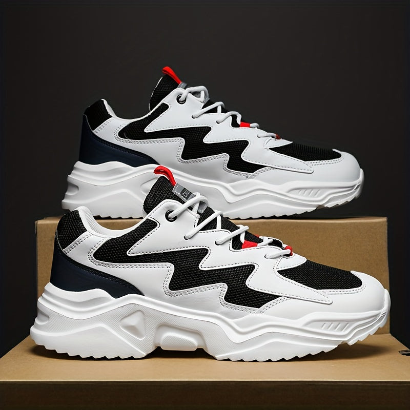 Men's Casual Sports Shoes Mesh Inner EVA Sole Lace-Up Solid Color Round Toe