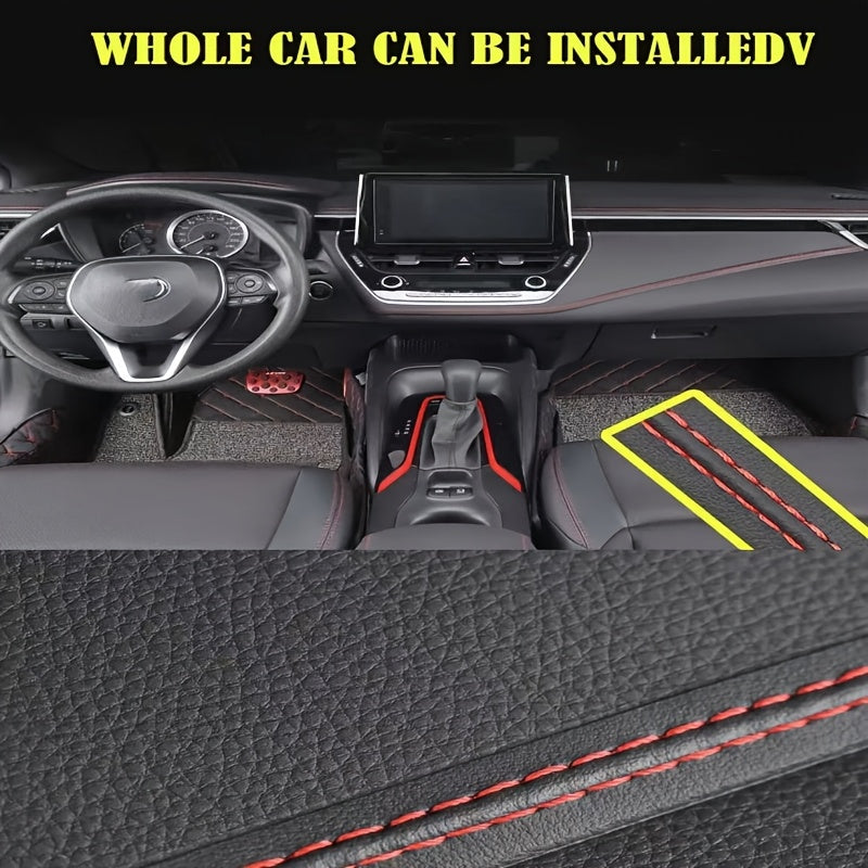 Universal Faux Leather Car Interior Decorative Strip Self-Adhesive Door Panel Trim