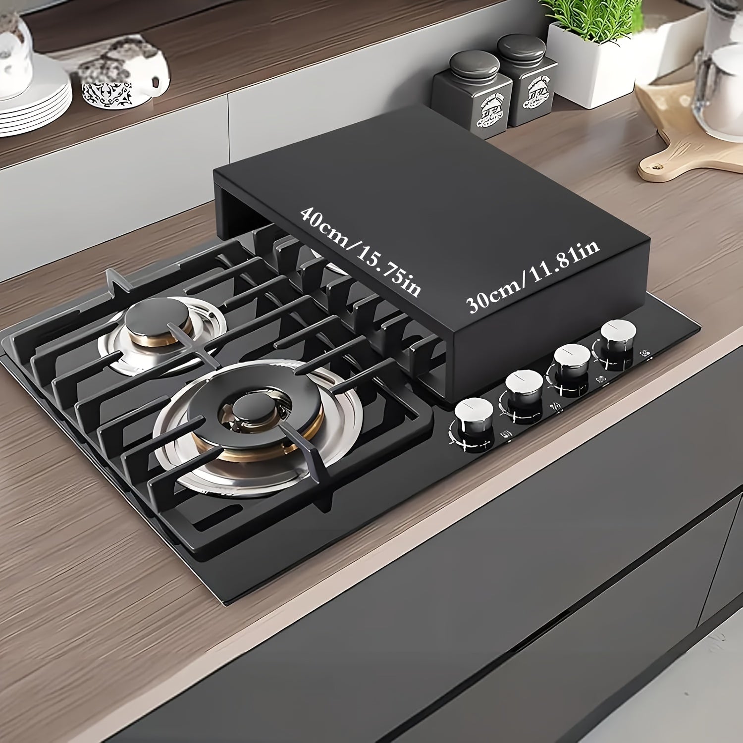 Black Non-Retractable Stove Burner Cover Heat-Resistant Organizer for Electric Stoves