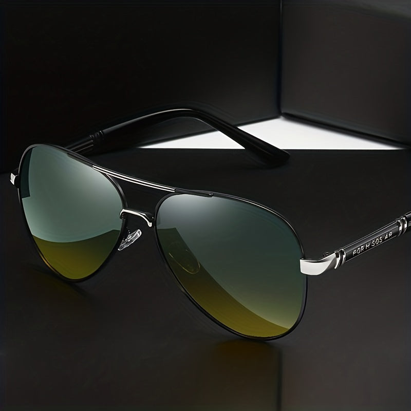 Men's Polarized Metal Glasses with Toad Mirrors Driving Lenses Retro Large Frames