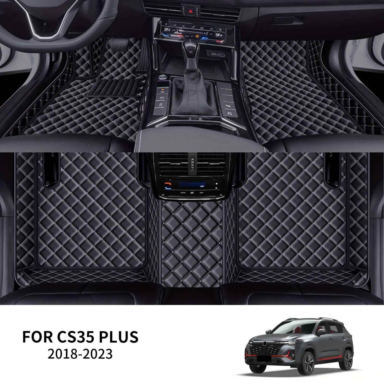 Car Floor Mat Three-Piece Set PU Leather All-Season Non-Slip for SUV