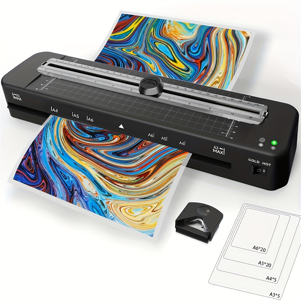A3 Laminator with Cold and Thermal Options, Includes 50 Pouches, Built-in Slicer and Corner Rounder